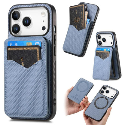 Carbon Fiber MagSafe Vertical Flip Card Bag Phone Case, For iPhone 18 Pro / 17 Pro, For iPhone 18 Pro Max / 17 Pro Max, For iPhone 17e / 16e, For iPhone 17