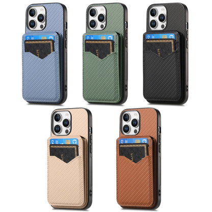 Carbon Fiber MagSafe Vertical Flip Card Bag Phone Case, For iPhone 18 Pro / 17 Pro, For iPhone 18 Pro Max / 17 Pro Max, For iPhone 17e / 16e, For iPhone 17