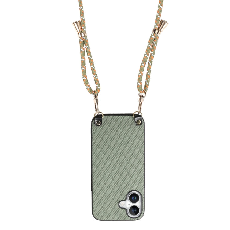 Carbon Fiber Texture Leather Back Phone Case with Crossbody Strap, For iPhone 16, For iPhone 15 Pro Max, For iPhone 15 Pro, For iPhone 15 Plus