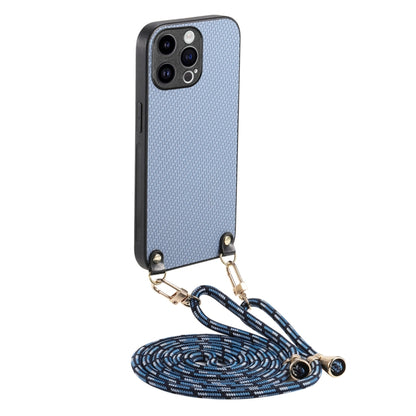 Carbon Fiber Texture Leather Back Phone Case with Crossbody Strap, For iPhone 16, For iPhone 15 Pro Max, For iPhone 15 Pro, For iPhone 15 Plus