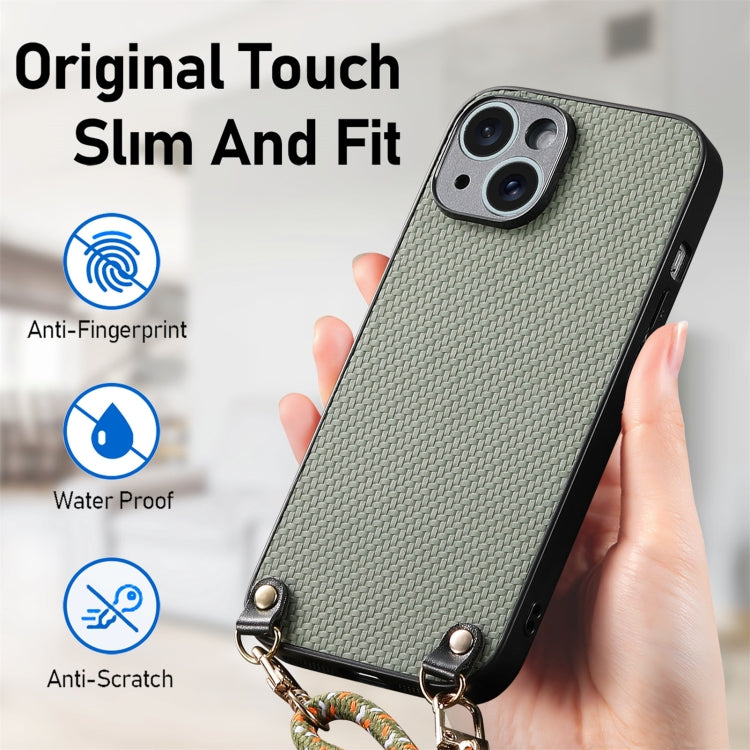 Carbon Fiber Texture Leather Back Phone Case with Crossbody Strap, For iPhone 14 Pro Max, For iPhone 7 / 8 / SE 2022 / SE 2020, For iPhone 13 Pro Max, For iPhone 13 Pro