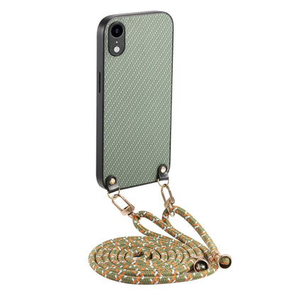 Carbon Fiber Texture Leather Back Phone Case with Crossbody Strap, For iPhone 11 Pro, For iPhone X / XS, For iPhone XR, For iPhone XS Max