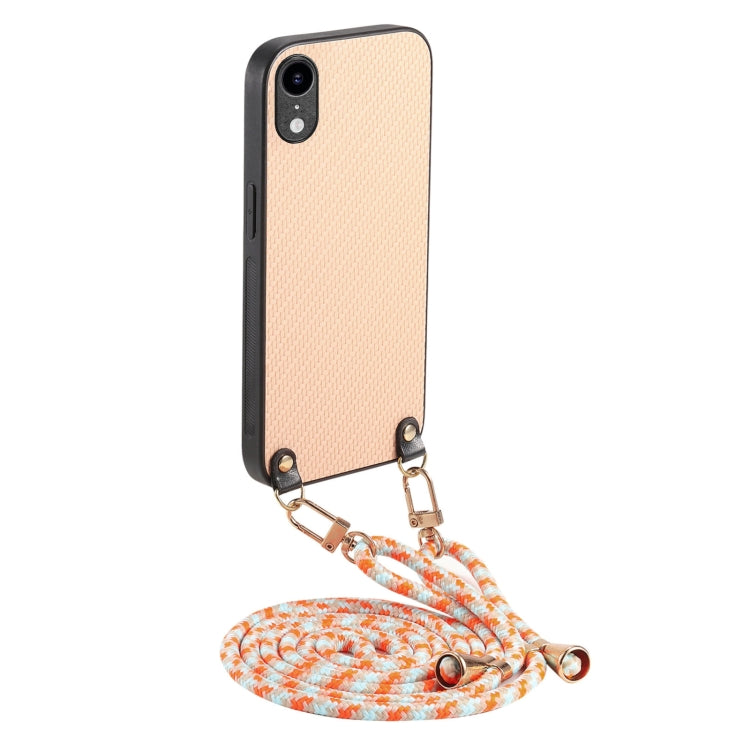 Carbon Fiber Texture Leather Back Phone Case with Crossbody Strap, For iPhone 11 Pro, For iPhone X / XS, For iPhone XR, For iPhone XS Max