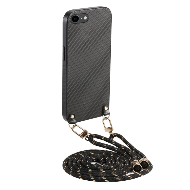 Carbon Fiber Texture Leather Back Phone Case with Crossbody Strap, For iPhone 14 Pro Max, For iPhone 7 / 8 / SE 2022 / SE 2020, For iPhone 13 Pro Max, For iPhone 13 Pro