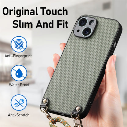 Carbon Fiber Texture Leather Back Phone Case with Crossbody Strap, For iPhone 7 Plus / 8 Plus, For iPhone 6 Plus / 6s Plus, For iPhone 6 / 6s
