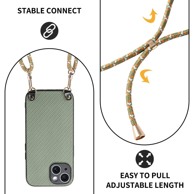 Carbon Fiber Texture Leather Back Phone Case with Crossbody Strap, For iPhone 7 Plus / 8 Plus, For iPhone 6 Plus / 6s Plus, For iPhone 6 / 6s