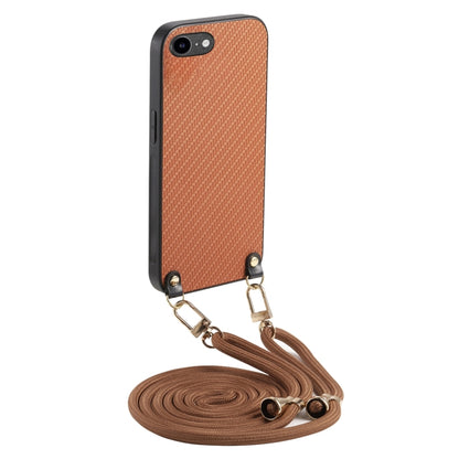 Carbon Fiber Texture Leather Back Phone Case with Crossbody Strap, For iPhone 7 Plus / 8 Plus, For iPhone 6 Plus / 6s Plus, For iPhone 6 / 6s
