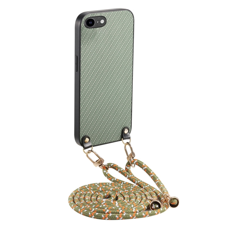 Carbon Fiber Texture Leather Back Phone Case with Crossbody Strap, For iPhone 7 Plus / 8 Plus, For iPhone 6 Plus / 6s Plus, For iPhone 6 / 6s