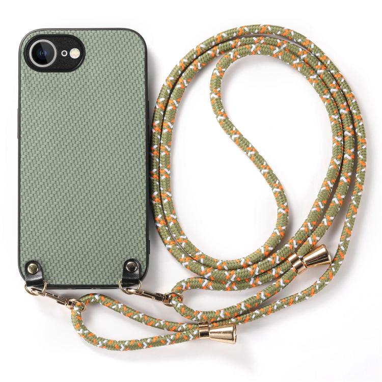 Carbon Fiber Texture Leather Back Phone Case with Crossbody Strap, For iPhone 17e / 16e, For iPhone 17 Pro Max, For iPhone 17 Pro, For  iPhone 17