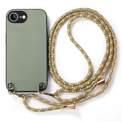 Carbon Fiber Texture Leather Back Phone Case with Crossbody Strap, For iPhone 17e / 16e, For iPhone 17 Pro Max, For iPhone 17 Pro, For  iPhone 17