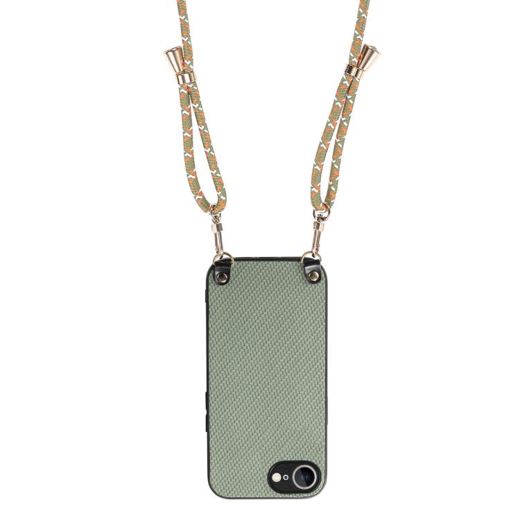 Carbon Fiber Texture Leather Back Phone Case with Crossbody Strap, For iPhone 17e / 16e, For iPhone 17 Pro Max, For iPhone 17 Pro, For  iPhone 17