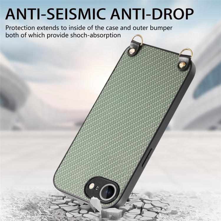 Carbon Fiber Texture Leather Back Phone Case with Crossbody Strap, For iPhone 17e / 16e, For iPhone 17 Pro Max, For iPhone 17 Pro, For  iPhone 17