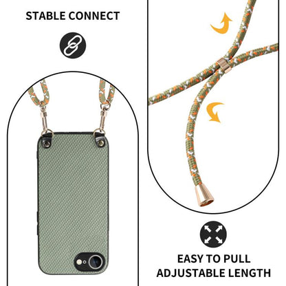 Carbon Fiber Texture Leather Back Phone Case with Crossbody Strap, For iPhone 17e / 16e, For iPhone 17 Pro Max, For iPhone 17 Pro, For  iPhone 17