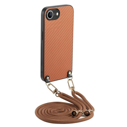 Carbon Fiber Texture Leather Back Phone Case with Crossbody Strap, For iPhone 17e / 16e, For iPhone 17 Pro Max, For iPhone 17 Pro, For  iPhone 17