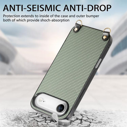 Carbon Fiber Texture Leather Back Phone Case with Crossbody Strap, For iPhone Air, For iPhone 16 Pro Max, For iPhone 16 Pro, For iPhone 16 Plus