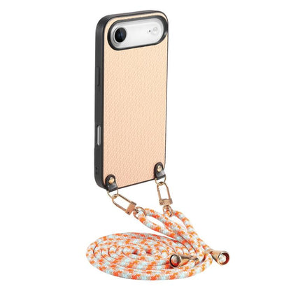 Carbon Fiber Texture Leather Back Phone Case with Crossbody Strap, For iPhone Air, For iPhone 16 Pro Max, For iPhone 16 Pro, For iPhone 16 Plus