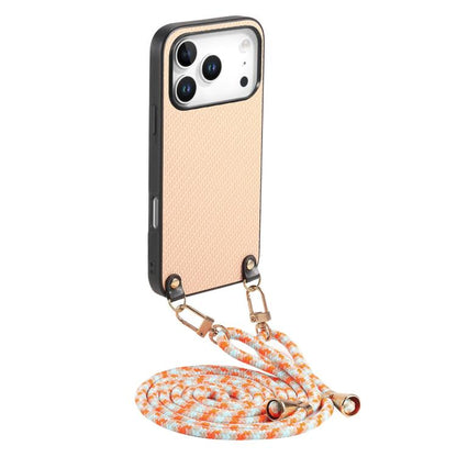 Carbon Fiber Texture Leather Back Phone Case with Crossbody Strap, For iPhone 17e / 16e, For iPhone 17 Pro Max, For iPhone 17 Pro, For  iPhone 17