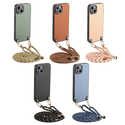 Carbon Fiber Texture Leather Back Phone Case with Crossbody Strap, For iPhone 7 Plus / 8 Plus, For iPhone 6 Plus / 6s Plus, For iPhone 6 / 6s