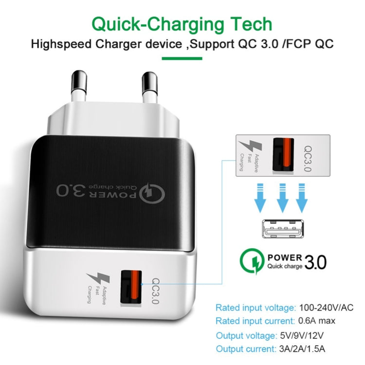 1USB QC 3.0 Wire Drawing Quick Charger EU Plug