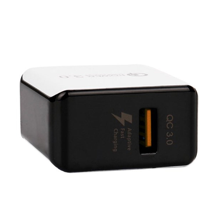 1USB QC 3.0 Wire Drawing Quick Charger US Plug, black, white