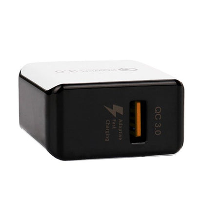 1USB QC 3.0 Wire Drawing Quick Charger US Plug, black, white