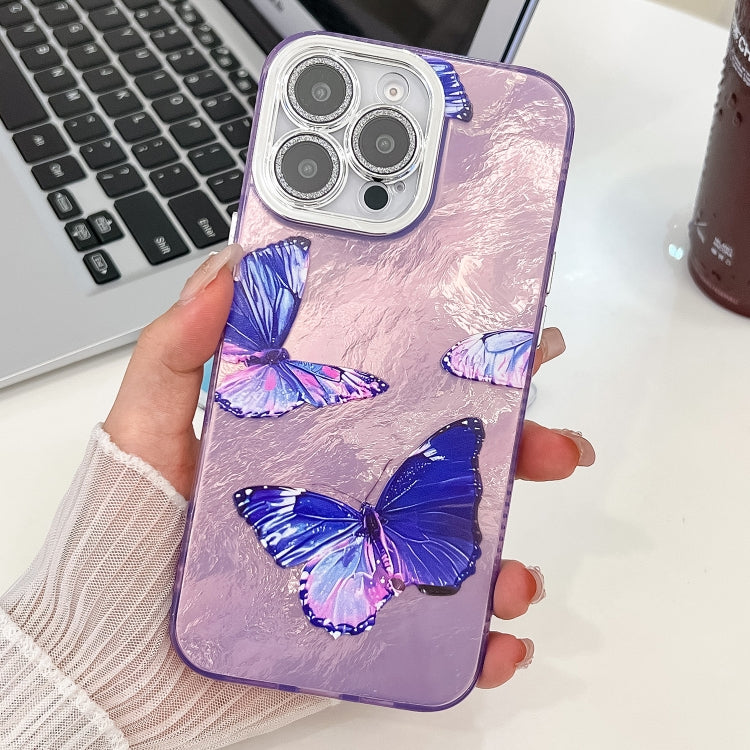 Plating Texture Butterfly TPU Phone Case with Glitter Lens Film, For iPhone 17e / 16e, For iPhone 16 Pro Max, For iPhone 16 Pro, For iPhone 16 Plus
