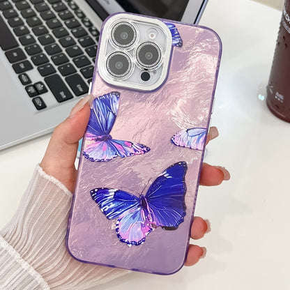 Plating Texture Butterfly TPU Phone Case with Glitter Lens Film, For iPhone 17e / 16e, For iPhone 16 Pro Max, For iPhone 16 Pro, For iPhone 16 Plus