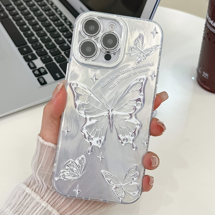Plating Texture Butterfly TPU Phone Case with Glitter Lens Film, For iPhone 17e / 16e, For iPhone 16 Pro Max, For iPhone 16 Pro, For iPhone 16 Plus