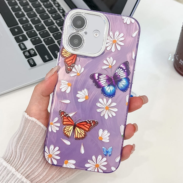 Plating Texture Butterfly TPU Phone Case with Glitter Lens Film, For iPhone 17e / 16e, For iPhone 16 Pro Max, For iPhone 16 Pro, For iPhone 16 Plus