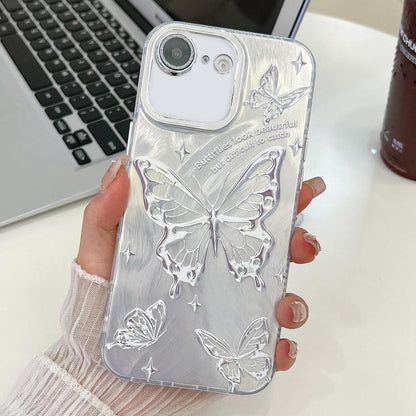 Plating Texture Butterfly TPU Phone Case with Glitter Lens Film, For iPhone 17e / 16e, For iPhone 16 Pro Max, For iPhone 16 Pro, For iPhone 16 Plus