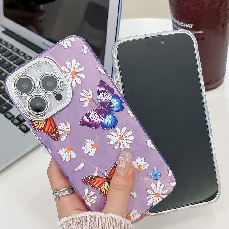 Plating Texture Butterfly TPU Phone Case with Glitter Lens Film, For iPhone 13 Pro, For iPhone 13