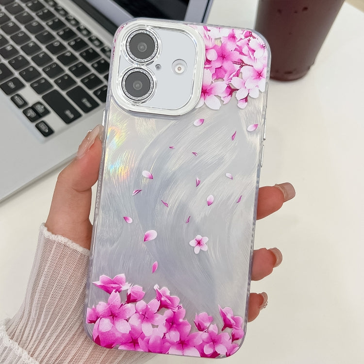 Electroplating Flowers Plants Texture TPU Phone Case, For iPhone 16 Plus