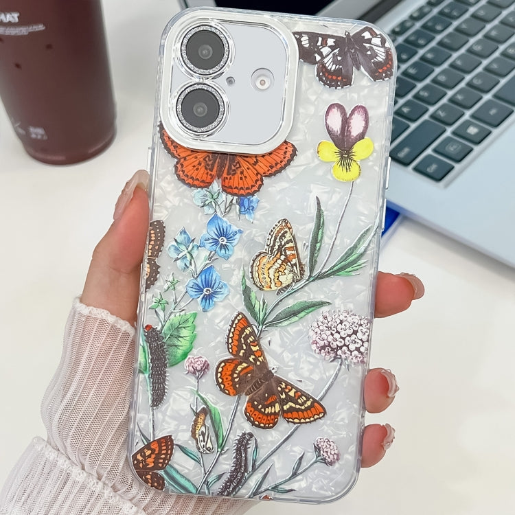 Electroplating Flowers Plants Texture TPU Phone Case, For iPhone 16 Plus