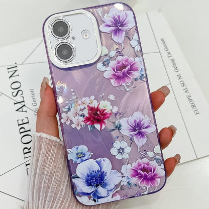 Electroplating Flowers Plants Texture TPU Phone Case, For iPhone 16