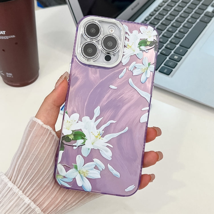 Electroplating Flowers Plants Texture TPU Phone Case, For iPhone 15 Pro Max