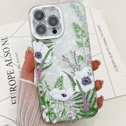 Electroplating Flowers Plants Texture TPU Phone Case, For iPhone 15 Pro