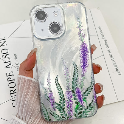 Electroplating Flowers Plants Texture TPU Phone Case, For iPhone 15