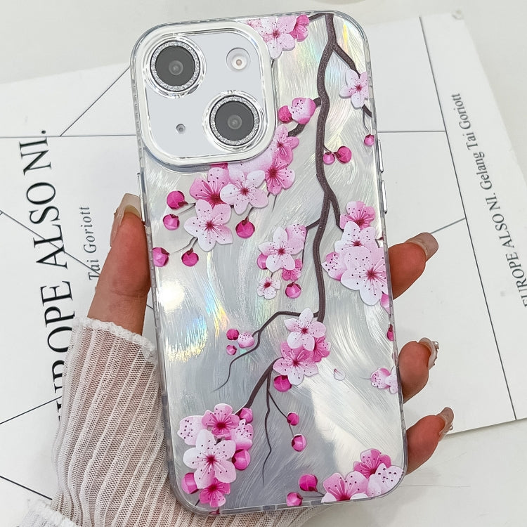 Electroplating Flowers Plants Texture TPU Phone Case, For iPhone 14