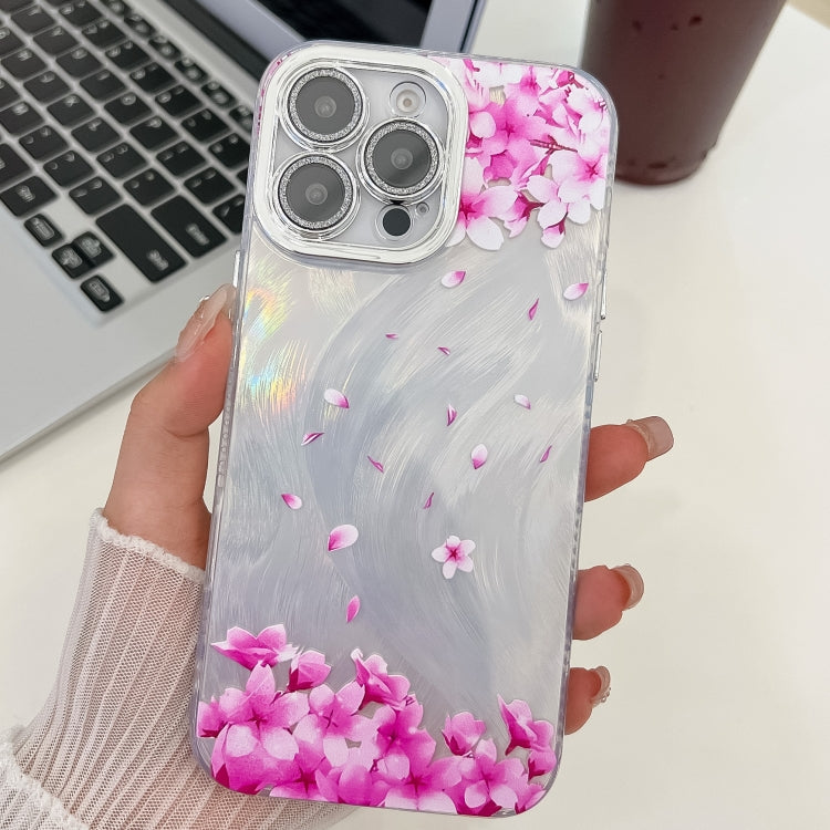Electroplating Flowers Plants Texture TPU Phone Case, For iPhone 14 Pro