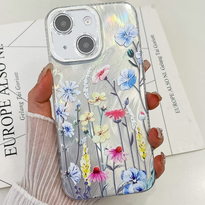 Electroplating Flowers Plants Texture TPU Phone Case, For iPhone 13