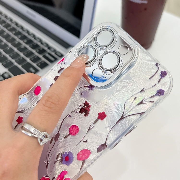 Electroplating Flowers Plants Texture TPU Phone Case, For iPhone 14 Pro Max