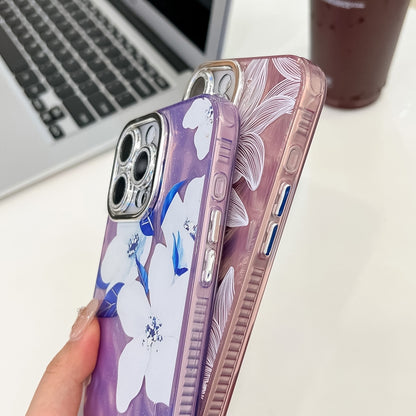 Electroplating Flowers Plants Texture TPU Phone Case, For iPhone 14