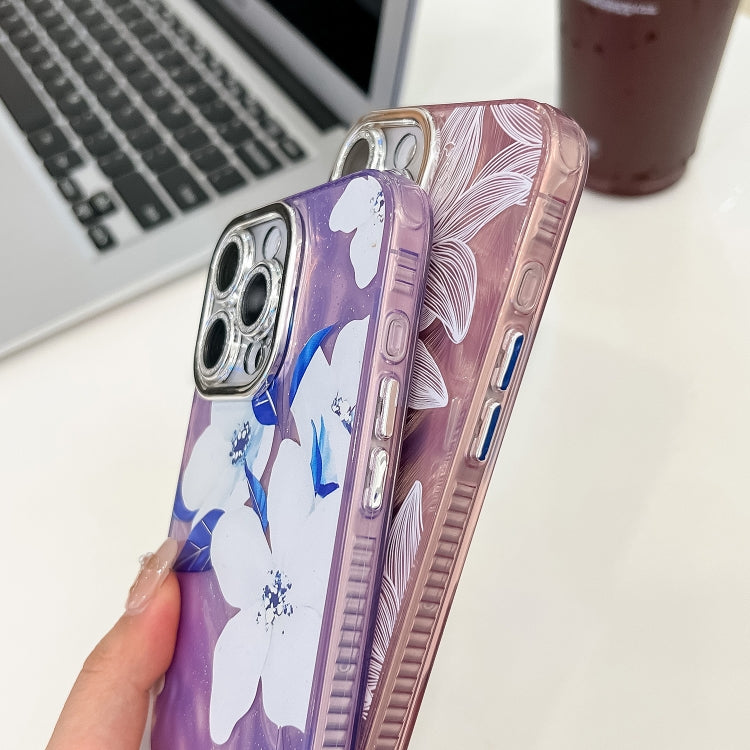 Electroplating Flowers Plants Texture TPU Phone Case, For iPhone 15