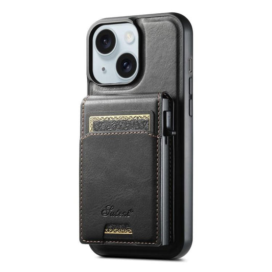 Suteni H19 Oil Wax 2-in-1 MagSafe Removable Card Box Back Phone Case, For iPhone 15 Plus, For iPhone 15, For iPhone 14 Plus, For iPhone 14, For iPhone 14 Pro, For iPhone 14 Pro Max, For iPhone 13 Pro Max, For iPhone 13 Pro, For iPhone 13, For iPhone 12...