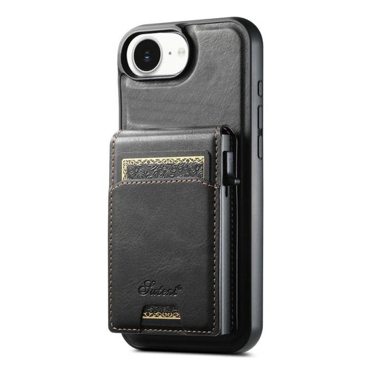 Suteni H19 Oil Wax 2-in-1 MagSafe Removable Card Box Back Phone Case, For iPhone 17e / 16e