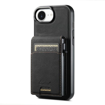 Suteni H19 Litchi Grain 2-in-1 MagSafe Removable Card Box Back Phone Case, For iPhone 12 Pro, For iPhone 17e / 16e