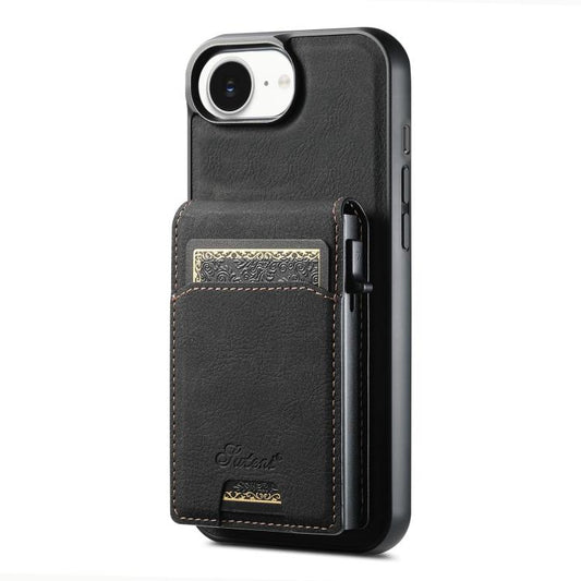 Suteni H19 Litchi Grain 2-in-1 MagSafe Removable Card Box Back Phone Case, For iPhone 17e / 16e