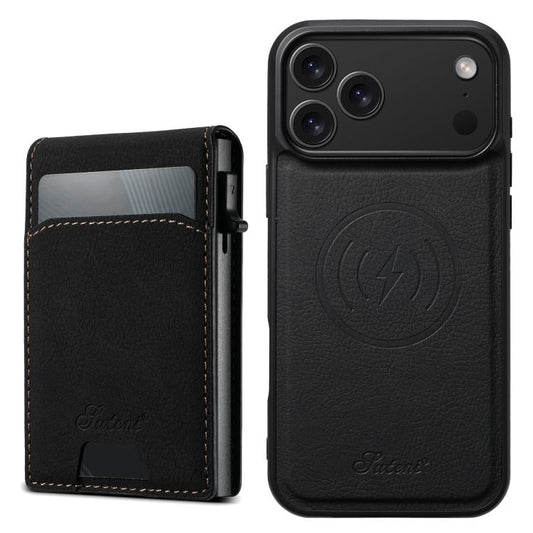 Suteni H19 Litchi Grain 2-in-1 MagSafe Removable Card Box Back Phone Case, For iPhone 18 Pro, For iPhone 18 Pro Max, For iPhone 17 Pro Max, For iPhone 17 Pro, For iPhone 17, For iPhone Air, For iPhone 16 Pro Max, For iPhone 16 Pro, For iPhone 16 Plus  ...