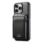 Suteni H19 Carbon Fiber Grain 2-in-1 MagSafe Removable Card Box Back Phone Case, For iPhone 12 Pro