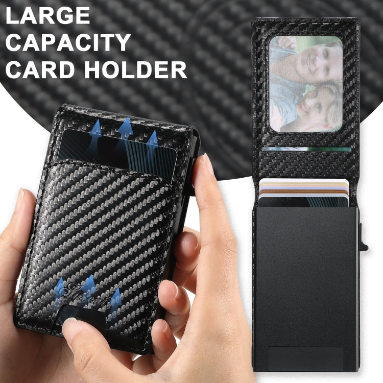 Suteni H19 Carbon Fiber Grain 2-in-1 MagSafe Removable Card Box Back Phone Case, For iPhone 12 Pro